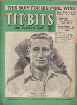  BOBBY LANGTON PRESTON NORTH END F.C. TIT-BITS OCT 1949 VINTAGE MAGAZINE